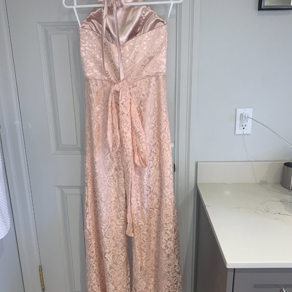 TBDress Halter Sashes Lace Bridesmaid Jumpsuit - Picture 13 of 16